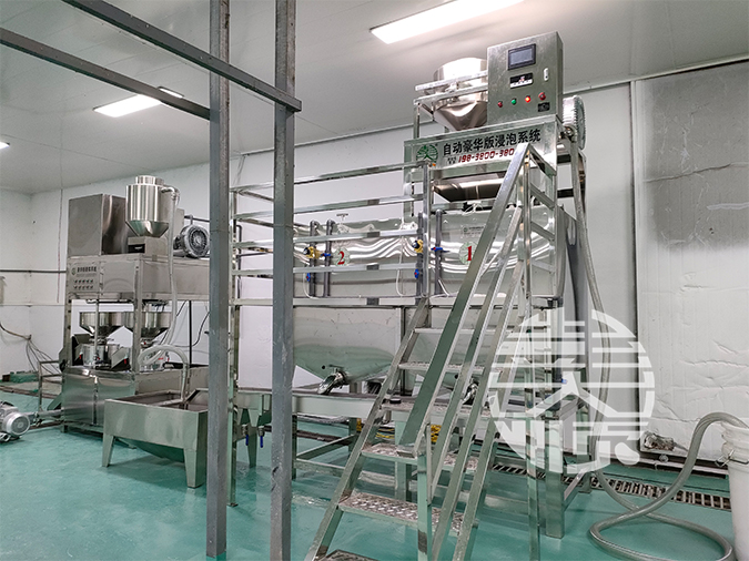 河南雙聯(lián)磨豆腐機生產(chǎn)線安裝調試現(xiàn)場